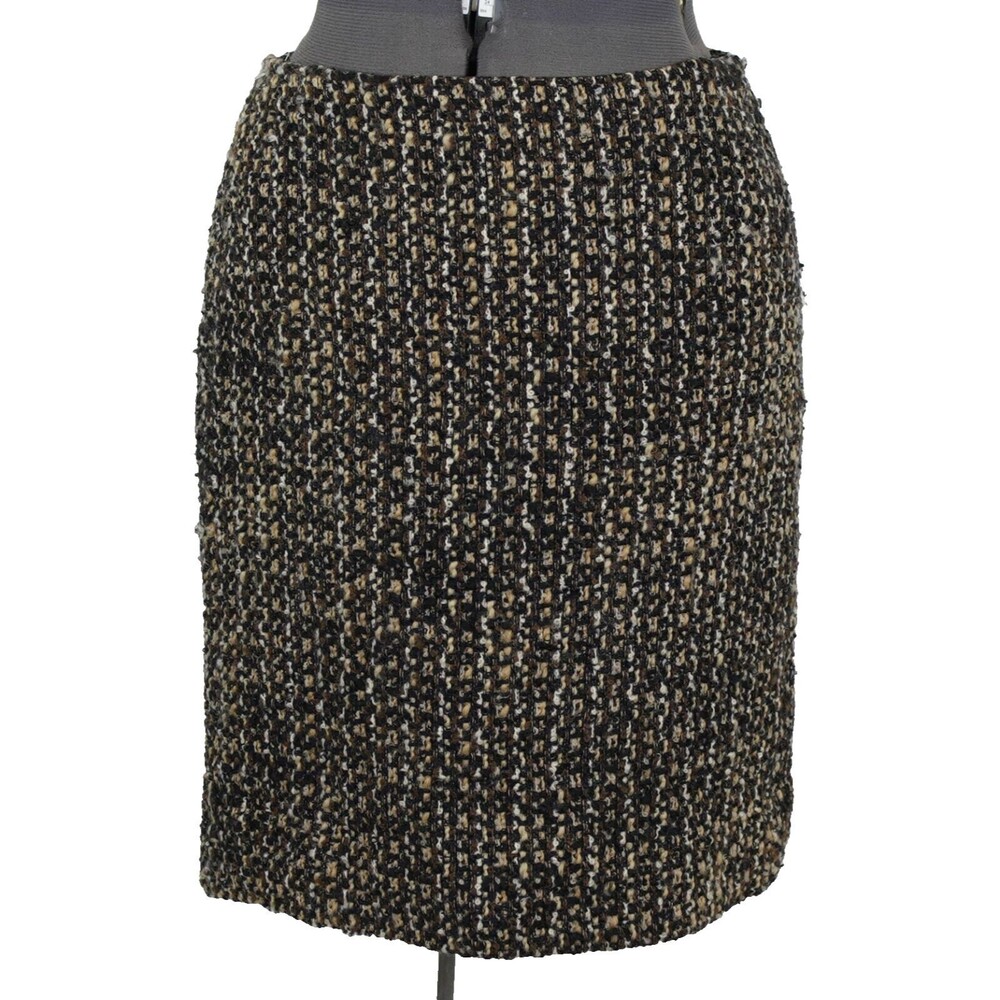 Moschino Cheap and Chic Pencil Skirt 8 Brown Multi Tweed Wool Boucle 80's Italy